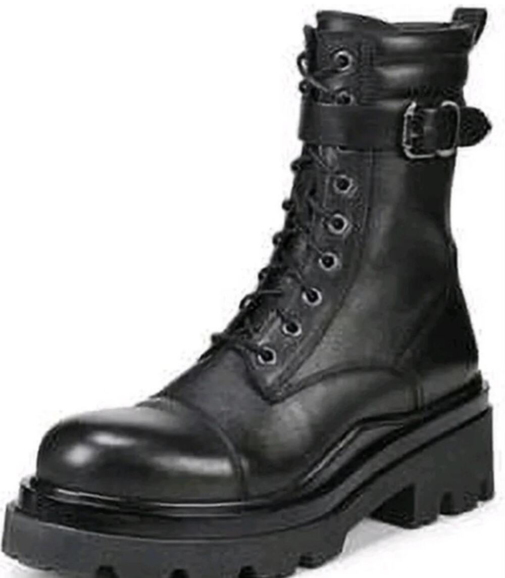 Sam Edelman Azka Women's Black Lace-Up Platform Combat Boot Sz 8 NEW In Box
